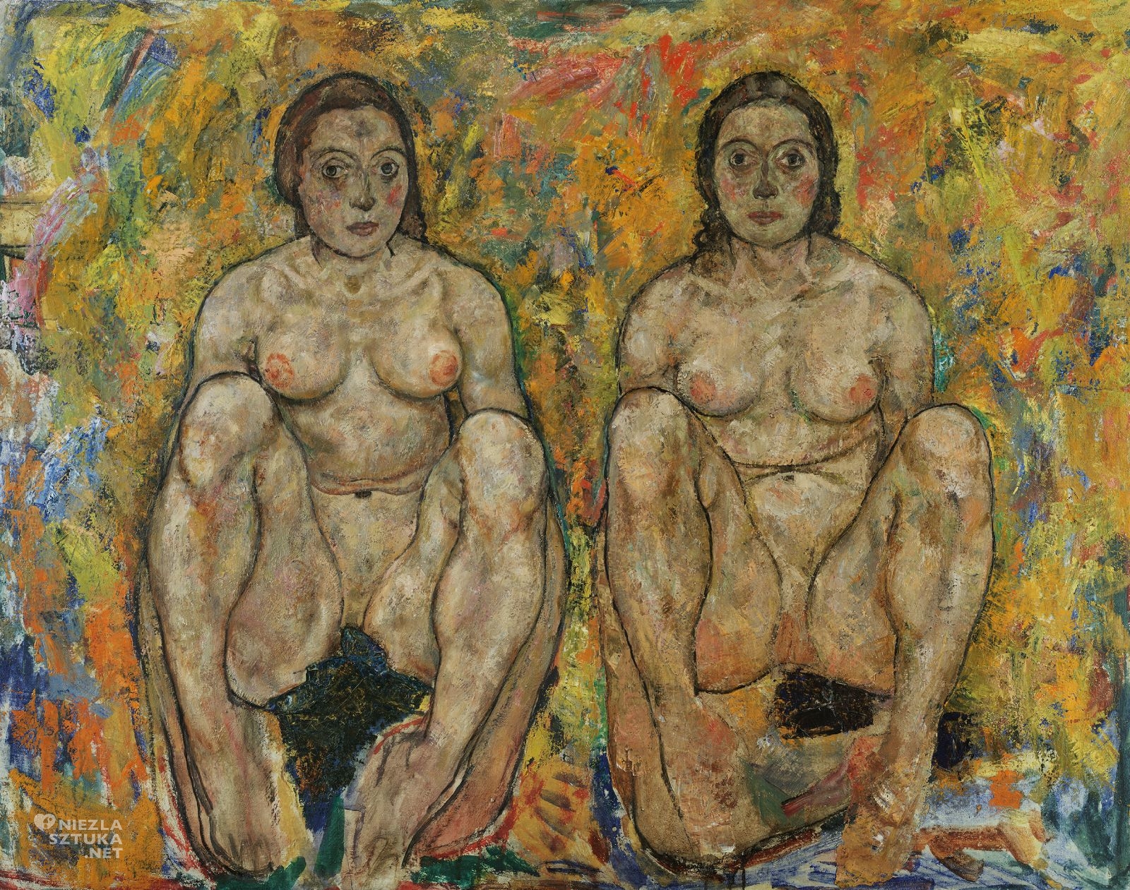 Egon Schiele, Dwie kucające kobiety, sztuka austriacka, secesja, niezła sztuka