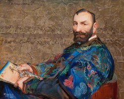 Leon Wyczółkowski, Portret Feliksa Jasieńskiego w błękitnym kaftanie, sztuka polska, Niezła Sztuka