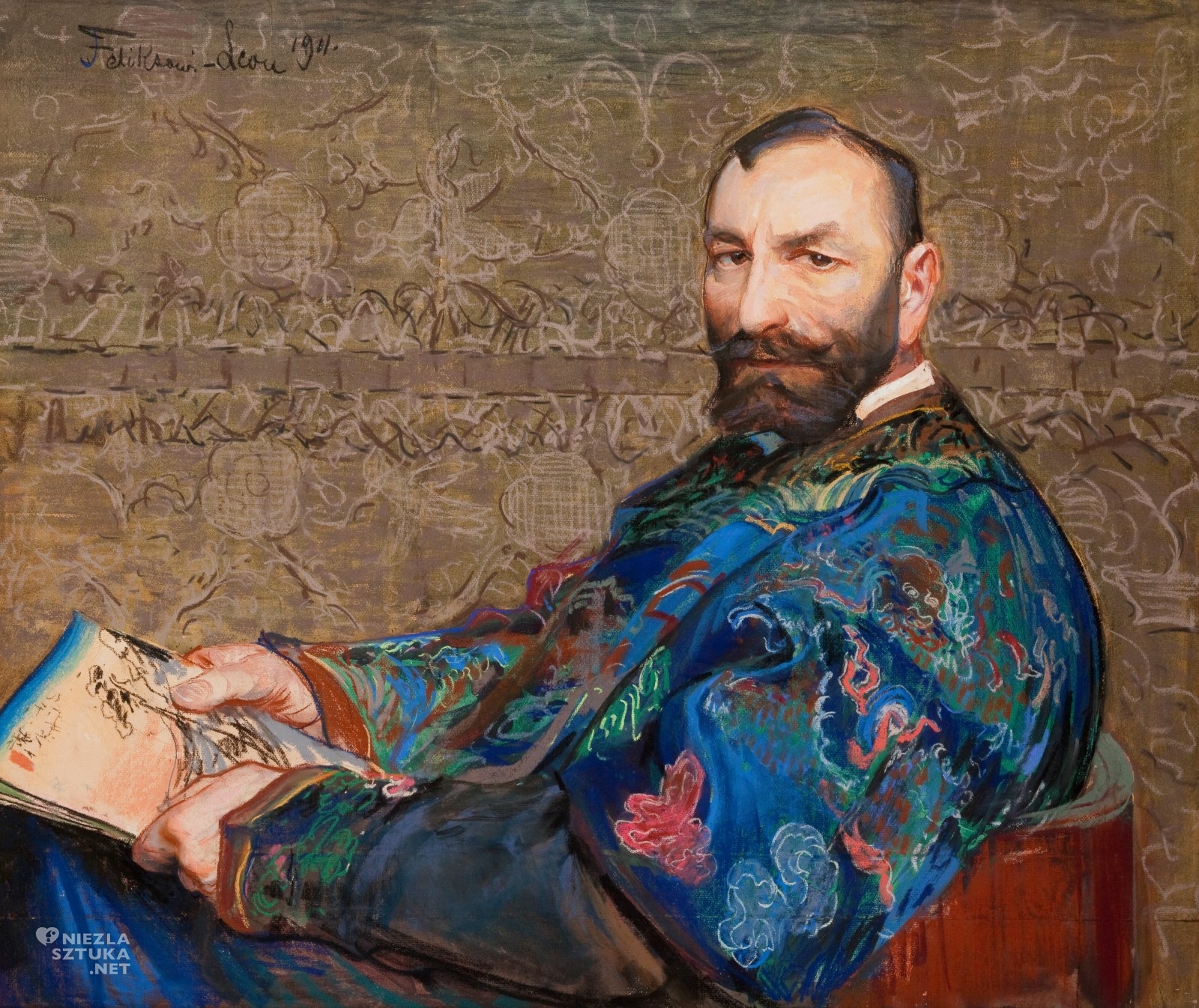 Leon Wyczółkowski, Portret Feliksa Jasieńskiego w błękitnym kaftanie, sztuka polska, Niezła Sztuka