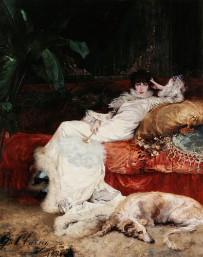 Georges Clairin, Portret Sarah Bernhardt, malarstwo, realizm, kobieta w sztuce, Niezła Sztuka