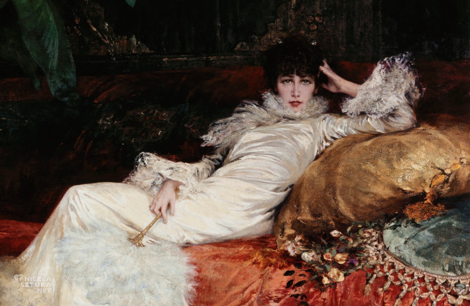 Georges Clairin, Portret Sarah Bernhardt, malarstwo, realizm, kobieta w sztuce, Niezła Sztuka
