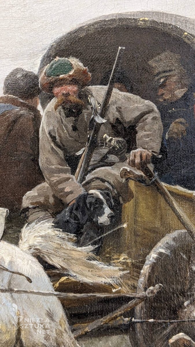 Józef Brandt, Wyjazd na polowanie, dzieło odzyskane, konserwacja, Pracownia Konserwacji Zabytków, Muzeum Śląskie w Katowicach, niezła sztuka