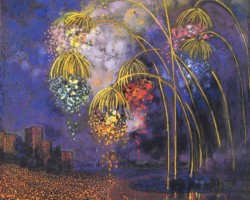 Małgorzata Łada-Maciągowa, Wianki w nocy, sztuka polska, kobiety w sztuce, pastel, papier, niezła sztuka