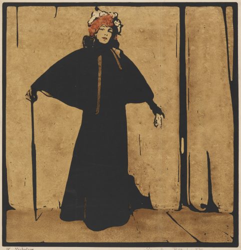 William Nicholson, Portret Sarah Bernhardt, litografia, odbitka litograficzna, ręcznie kolorowana, niezła sztuka