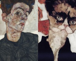 Egon Schiele, Autoportret z chińską garliczką, sztuka austriacka, AI, plagiat, niezła sztuka