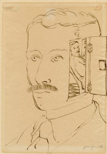 Piero Fornasetti, Autoportret, rysunek, szkic, sztuka włoska, niezła sztuka