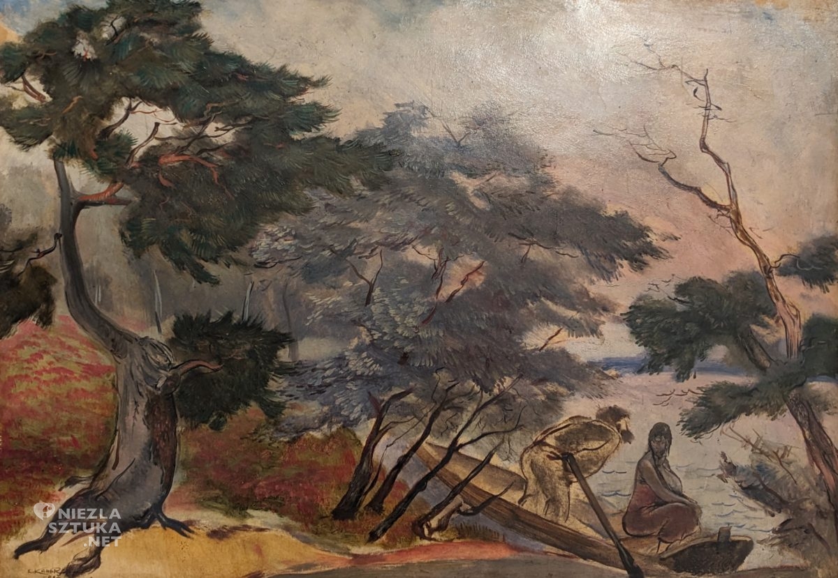 Eliasz Kanarek, Pejzaż z czółnem, sztuka polska, sztuka amerykańska, niezła sztuka