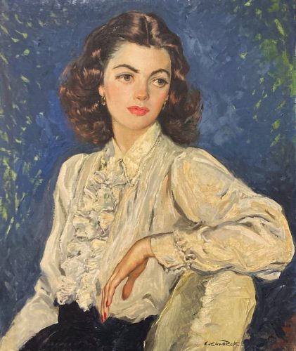 Eliasz Kanarek, Portret Faith Domergue, portret kobiety, sztuka polska, sztuka amerykańska, niezła sztuka