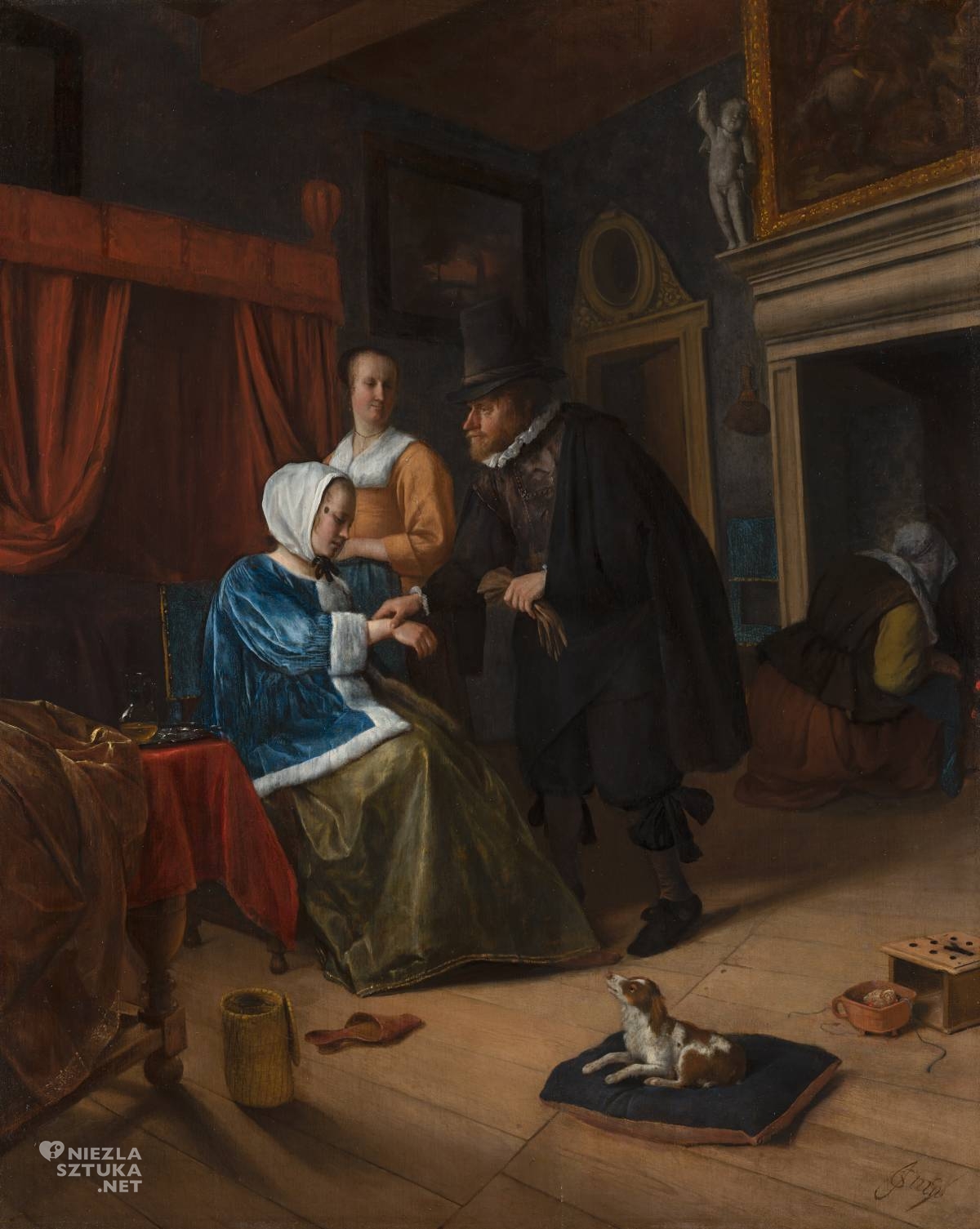 Jan Steen, Chora kobieta, malarstwo niderlandzkie, ciąża w sztuce, niezła sztuka