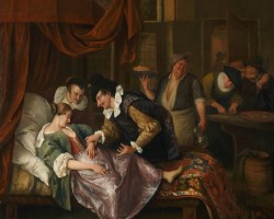 Jan Steen, Wizyta lekarska, malarstwo niderlandzkie, ciąża w sztuce, niezła sztuka