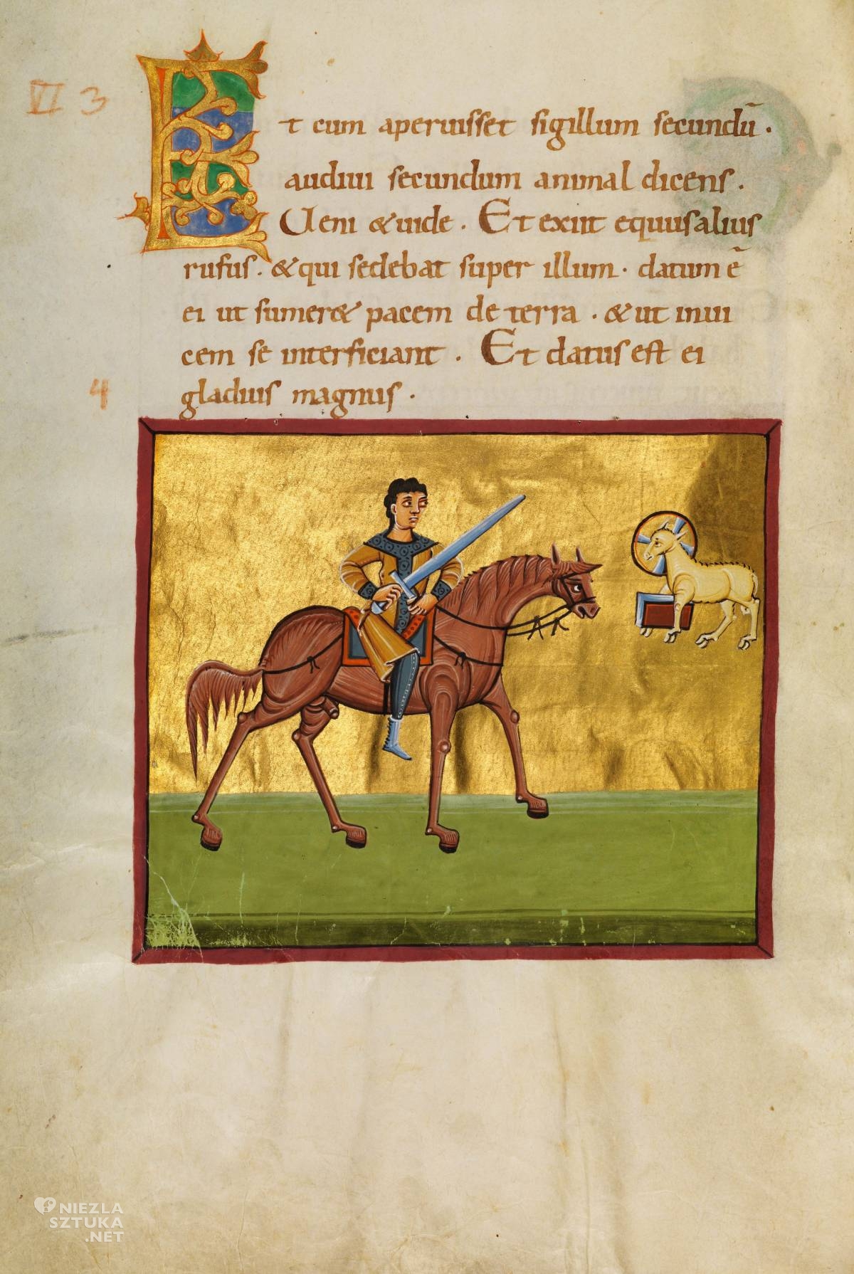 Czterej Jeźdźcy Apokalipsy, Apokalipsa Bamberska, miniatury, manuskrypt, ilustracje sakralne, niezła sztuka