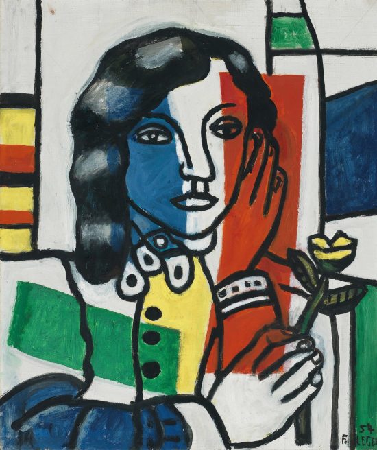 Fernand Léger, Młoda dziewczyna trzymająca kwiat, sztuka francuska, portret, portret kobiety, niezła sztuka