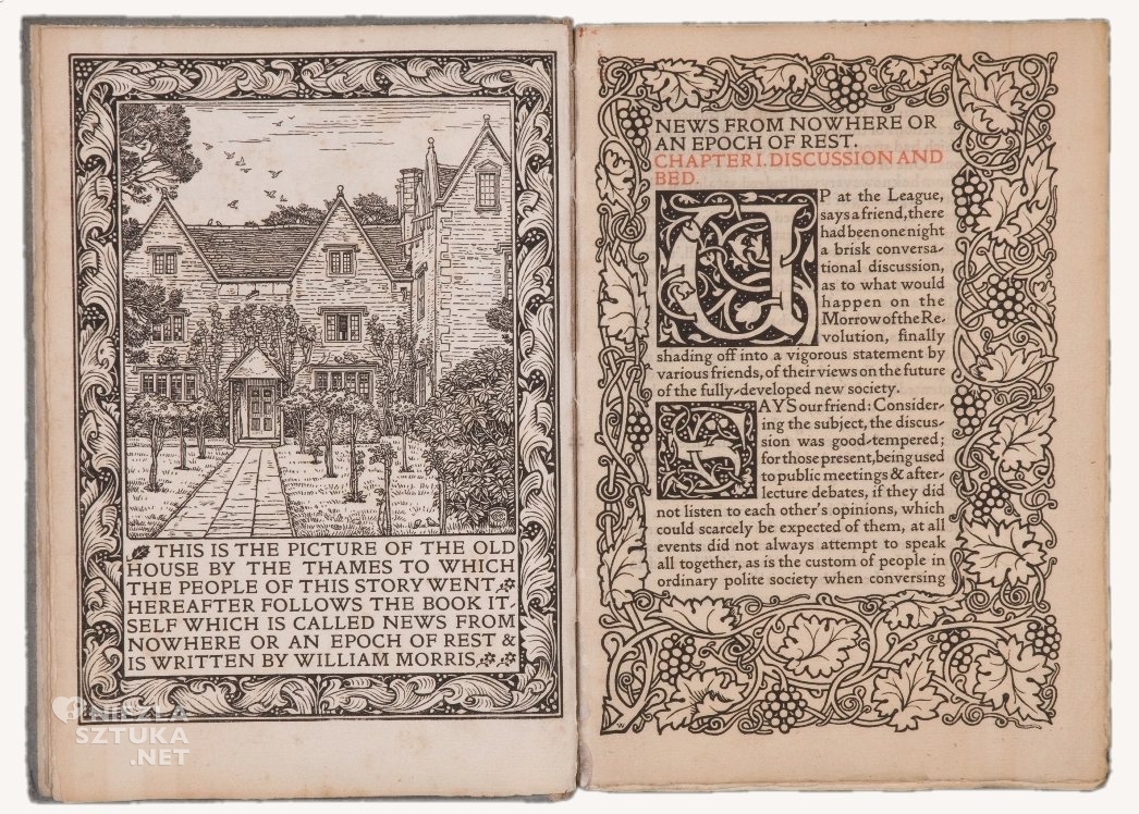 William Morris, Wieści z nikąd, News From Nowhere, literatura, Arts and crafts, sztuka angielska, sztuka brytyjska, niezła sztuka