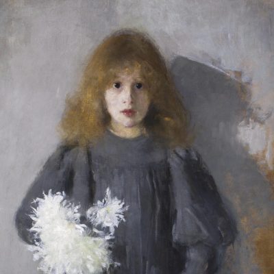 Olga Boznańska, Dziewczynka z chryzantemami, Muzeum Narodowe w Krakowie, portret, Niezła sztuka