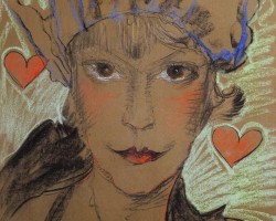 Stanisław Ignacy Witkiewicz, Witkacy, Portret Jadwigi Trembeckiej, Dama Kier, Jadwiga Trembecka, sztuka polska, pastel, papier, portret, niezła sztuka
