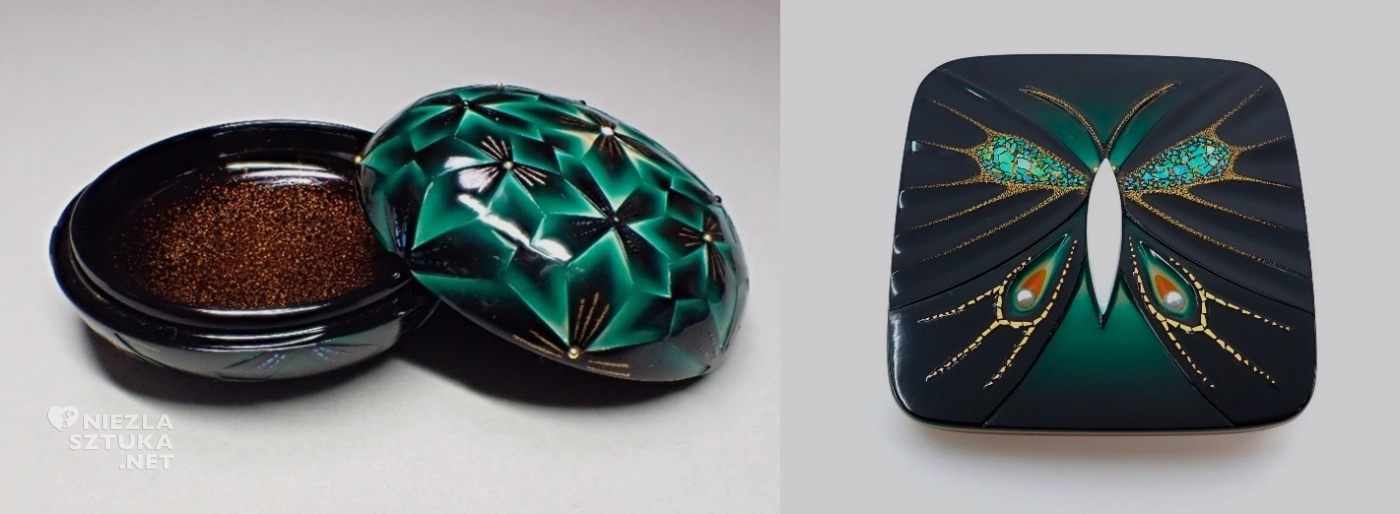 Tatsuya Matsumoto, Szmaragdowa broszka, Lśnienie czasu. Japońska laka w sztuce użytkowej, Muzeum Sztuki i Techniki Japońskiej Manggha, sztuka japońska, laka, niezła sztuka