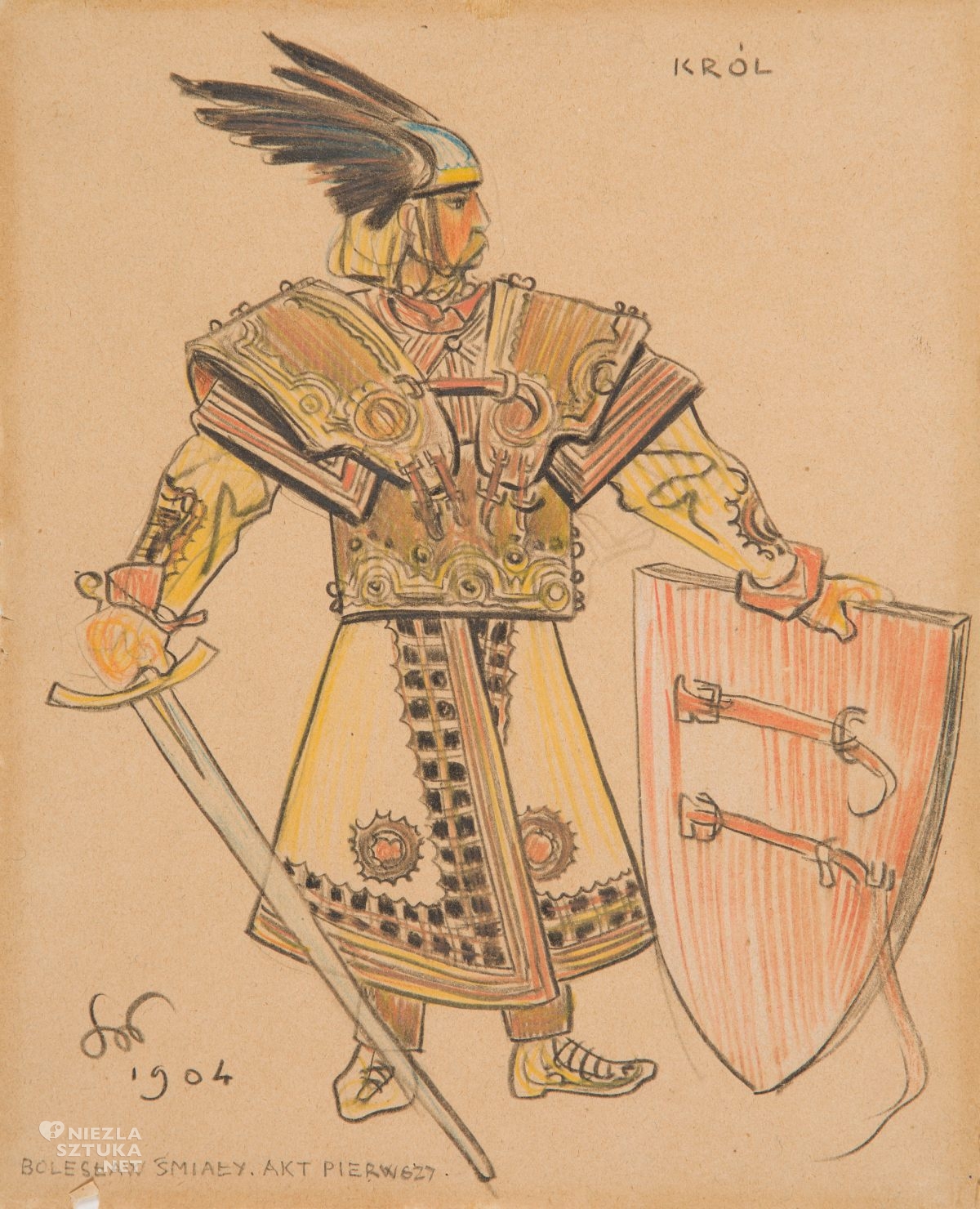 Stanisław Wyspiański, Król, projekt kostiumu do Bolesław Śmiały, kostiumy sceniczne, teatr, rysunek, sztuka polska, niezła sztuka