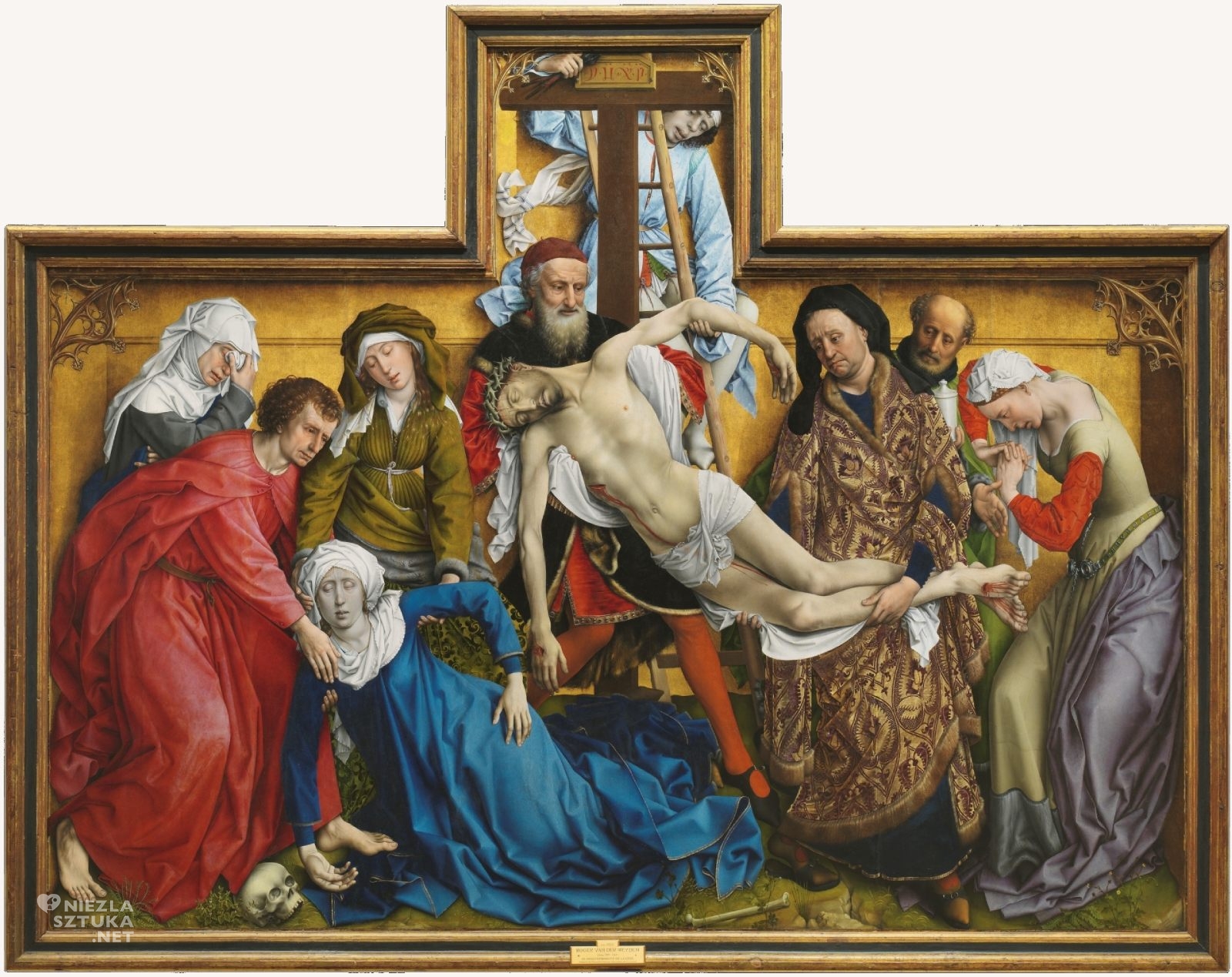 Rogier van der Weyden, Zdjęcie z krzyża, ok. 1435/43 olej, tempera, drewno, Museo Nacional del Prado, Madryt, malarstwo, Niezła sztuka