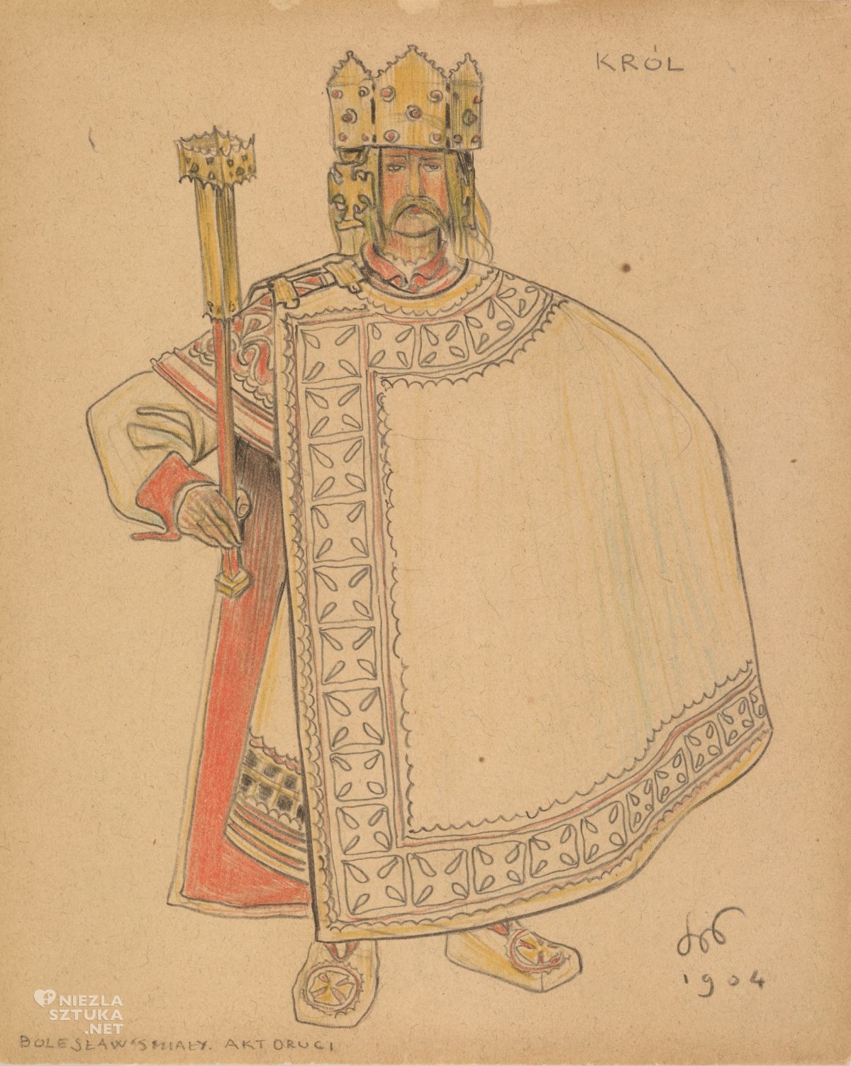 Stanisław Wyspiański, Król, projekt kostiumu do Bolesław Śmiały, kostiumy sceniczne, teatr, rysunek, sztuka polska, niezła sztuka