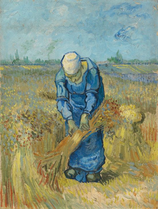 Vincent van Gogh, Wieśniaczka wiążąca snopki (wg Milleta), sztuka niderlandzka, olej, płótno, niezla sztuka