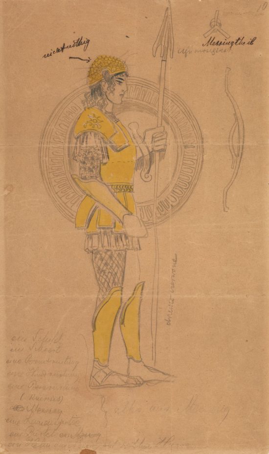 Stanisław Wyspiański, Protesilas, projekt kostiumu do Protesilas i Laodamia, kostiumy sceniczne, teatr, rysunek, sztuka polska, niezła sztuka