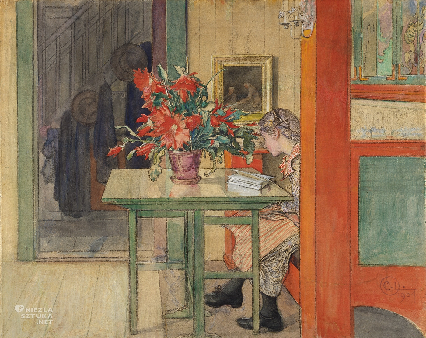 Carl Larsson, Czytająca Lisbeth, Lilla Hyttnäs, sztuka szwedzka, sztuka północy, niezła sztuka