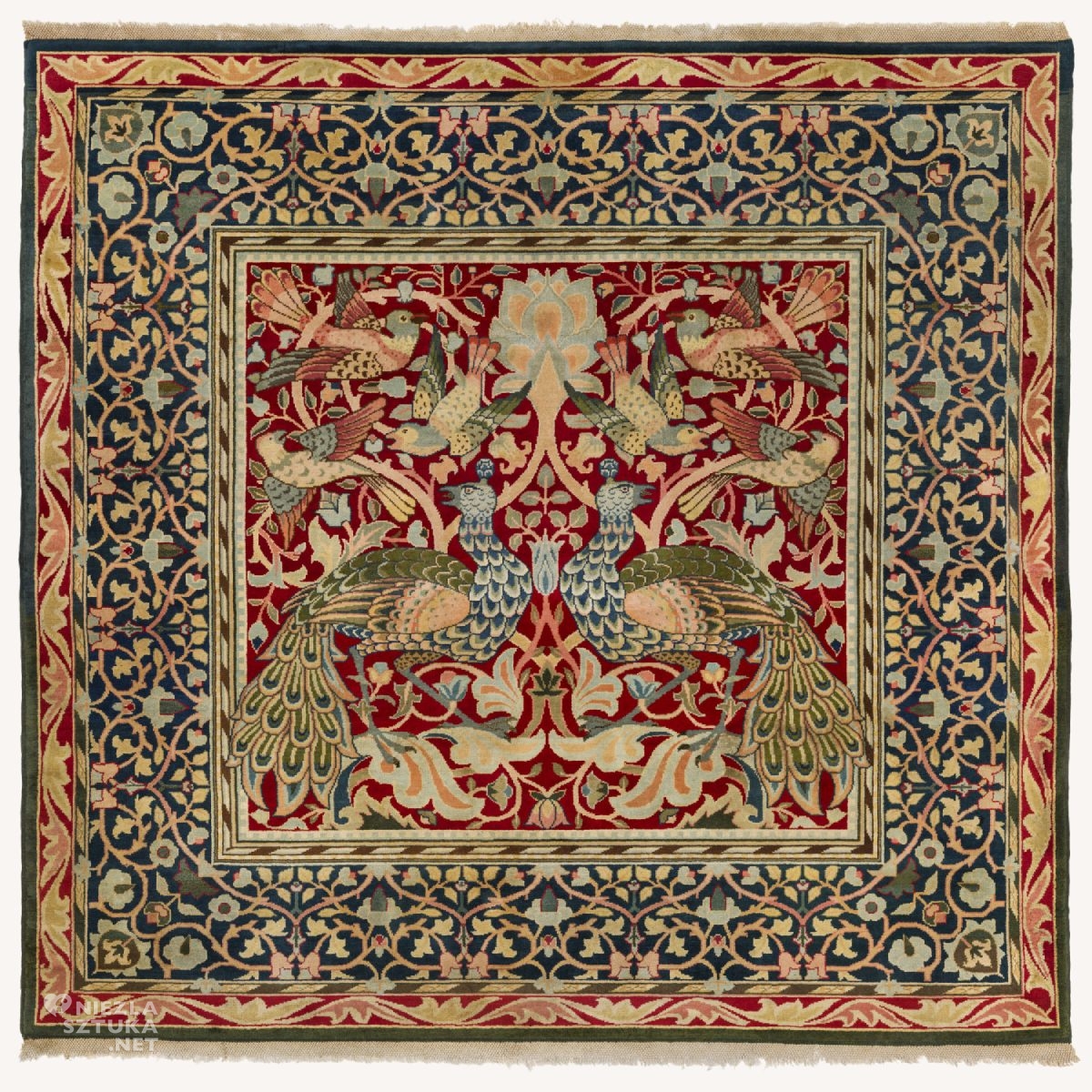 William Morris, dywan Paw i ptak, Arts and crafts, sztuka angielska, sztuka brytyjska, niezła sztuka