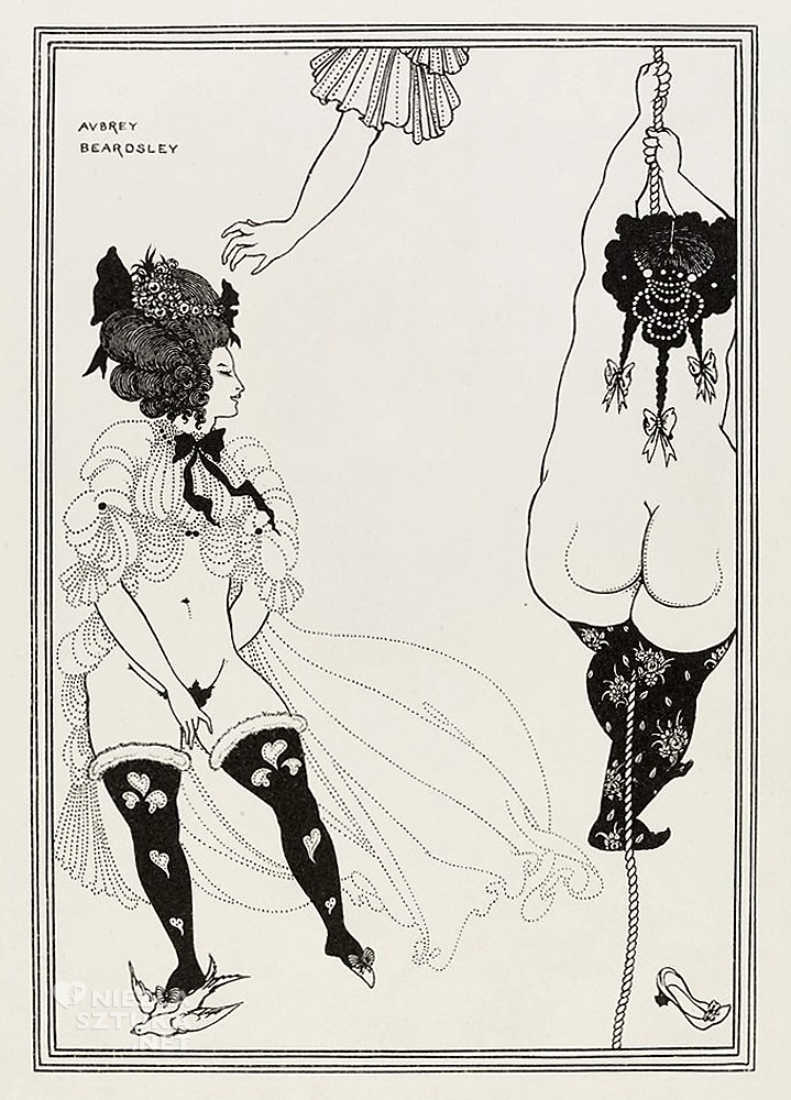 Aubrey Beardsley, Dwie ateńskie kobiety w opresji, ilustracja do Lizystraty, Lizystrata, sztuka brytyjska, sztuka angielska, niezła sztuka