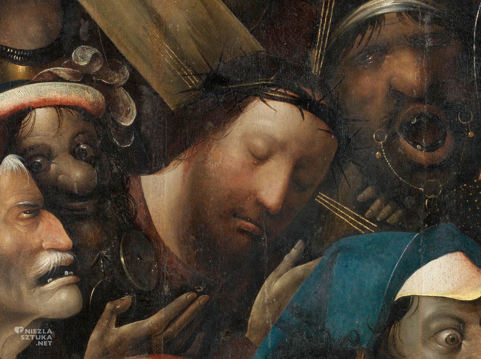 Hieronim Bosch, warsztat Hieronima Boscha, Niesienie krzyża, Chrystus dźwigający krzyż, sztuka niderlandzka, sztuka religijna, motywy religijne, niezła sztuka