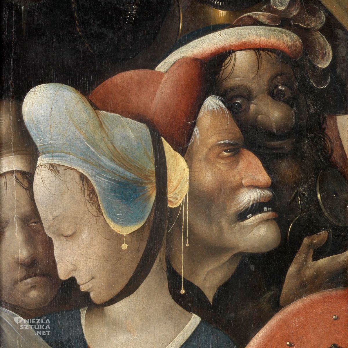 Hieronim Bosch, warsztat Hieronima Boscha, Niesienie krzyża, Chrystus dźwigający krzyż, sztuka niderlandzka, sztuka religijna, motywy religijne, niezła sztuka