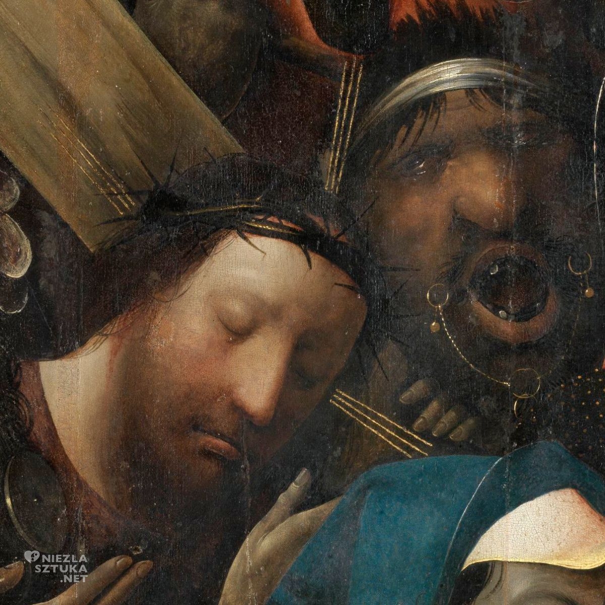 Hieronim Bosch, warsztat Hieronima Boscha, Niesienie krzyża, Chrystus dźwigający krzyż, sztuka niderlandzka, sztuka religijna, motywy religijne, niezła sztuka