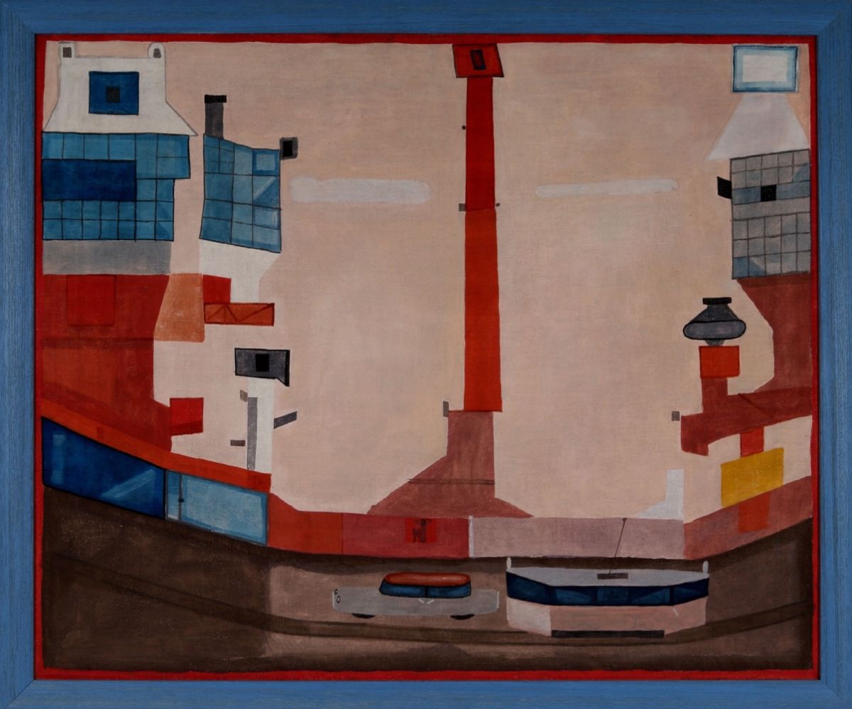 Jerzy Nowosielski, Pejzaż miejski (Widok fabryki), sztuka polska, Muzeum Hutnictwa w Chorzowie, 100 na 100, niezła sztuka