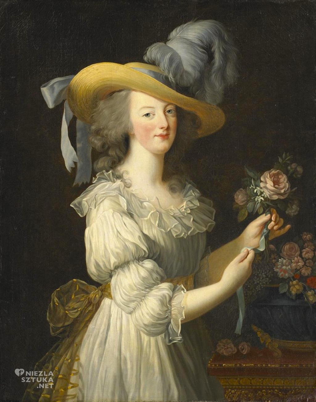 Élisabeth Vigée Le Brun, Maria Antonina w koszulowej sukience, Maria Antonina, skandaliczny portret, bez gorsetu, kobiety w sztuce, sztuka francuska, niezła sztuka