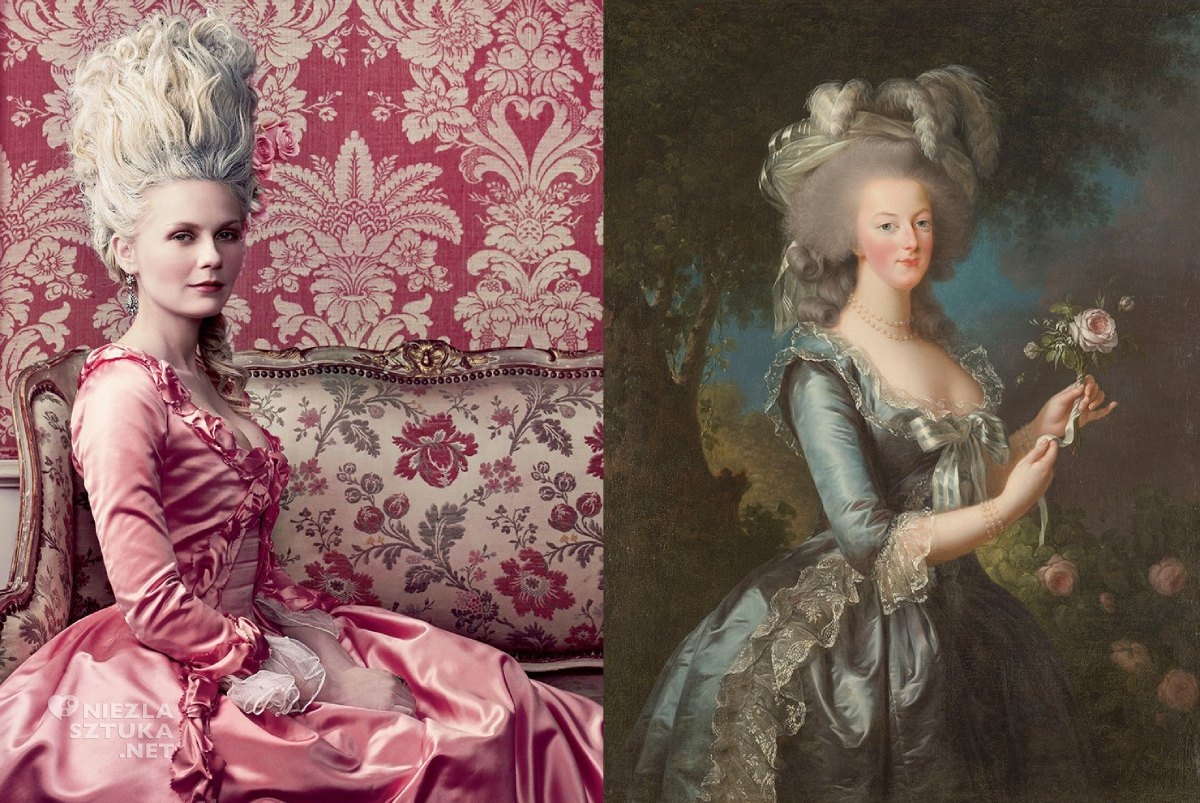 Kadr z filmu Maria Antonina, Sofia Coppola, Victoria and Albert Museum, Élisabeth Vigée Le Brun, Maria Antonina z różą, kobiety w sztuce, portret kobiety, sztuka francuska, niezła sztuka