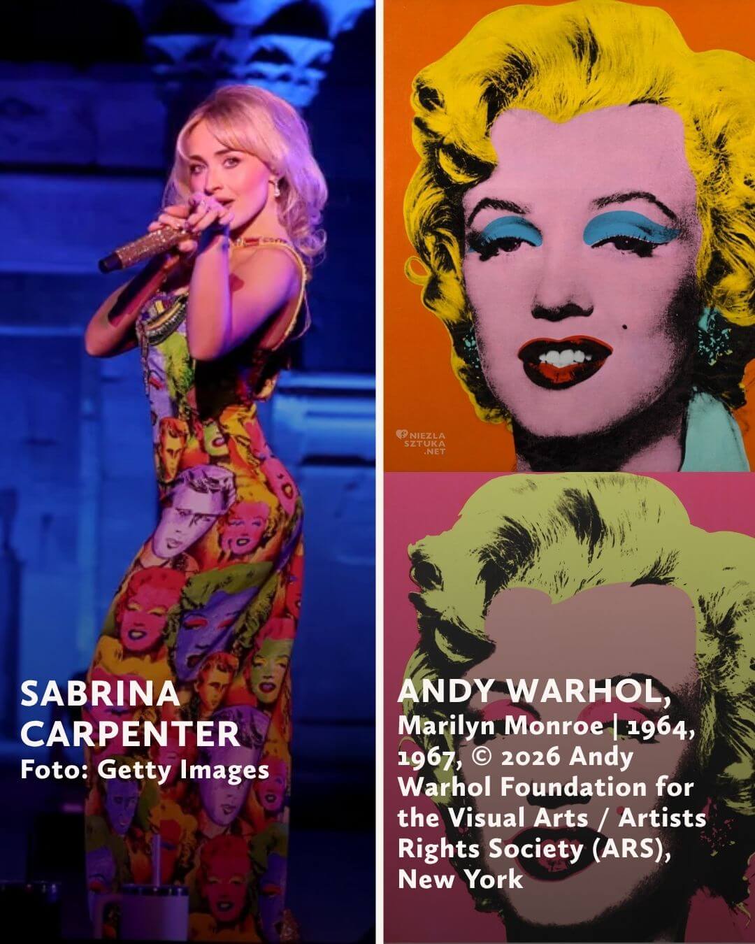 Sabrina Carpenter, Andy Warhol, MET Gala 2026, stroje inspirowane sztuką, niezła sztuka