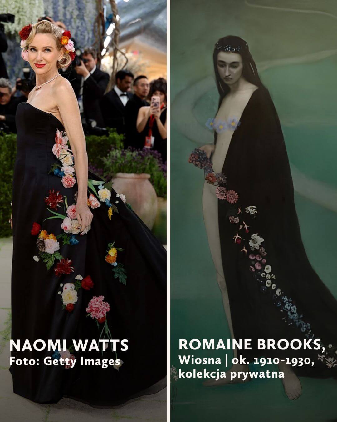 Naomi Watts, Romaine Brooks, MET Gala 2026, stroje inspirowane sztuką, niezła sztuka
