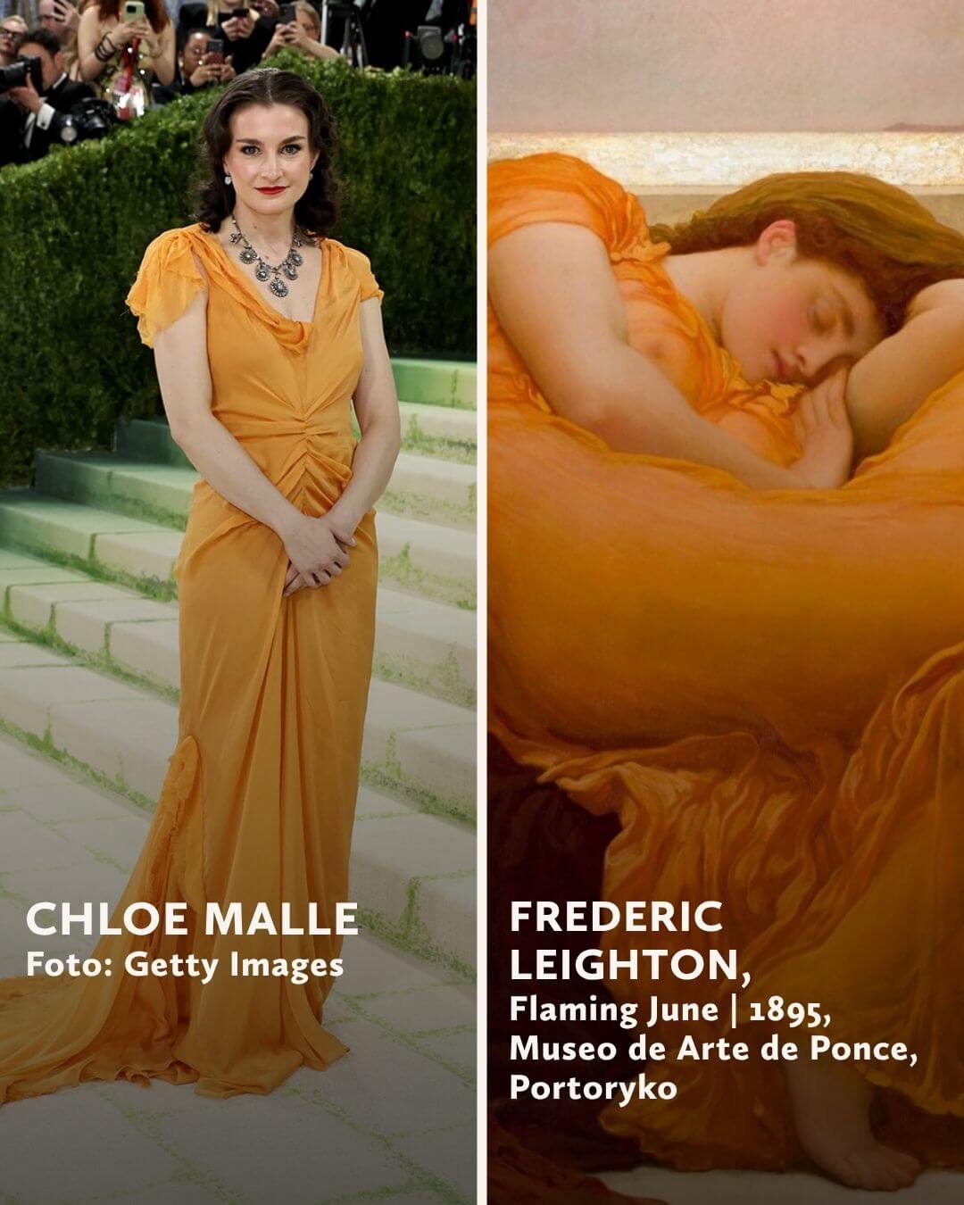 Chloe Malle, Frederic Leighton, MET Gala 2026, stroje inspirowane sztuką, niezła sztuka