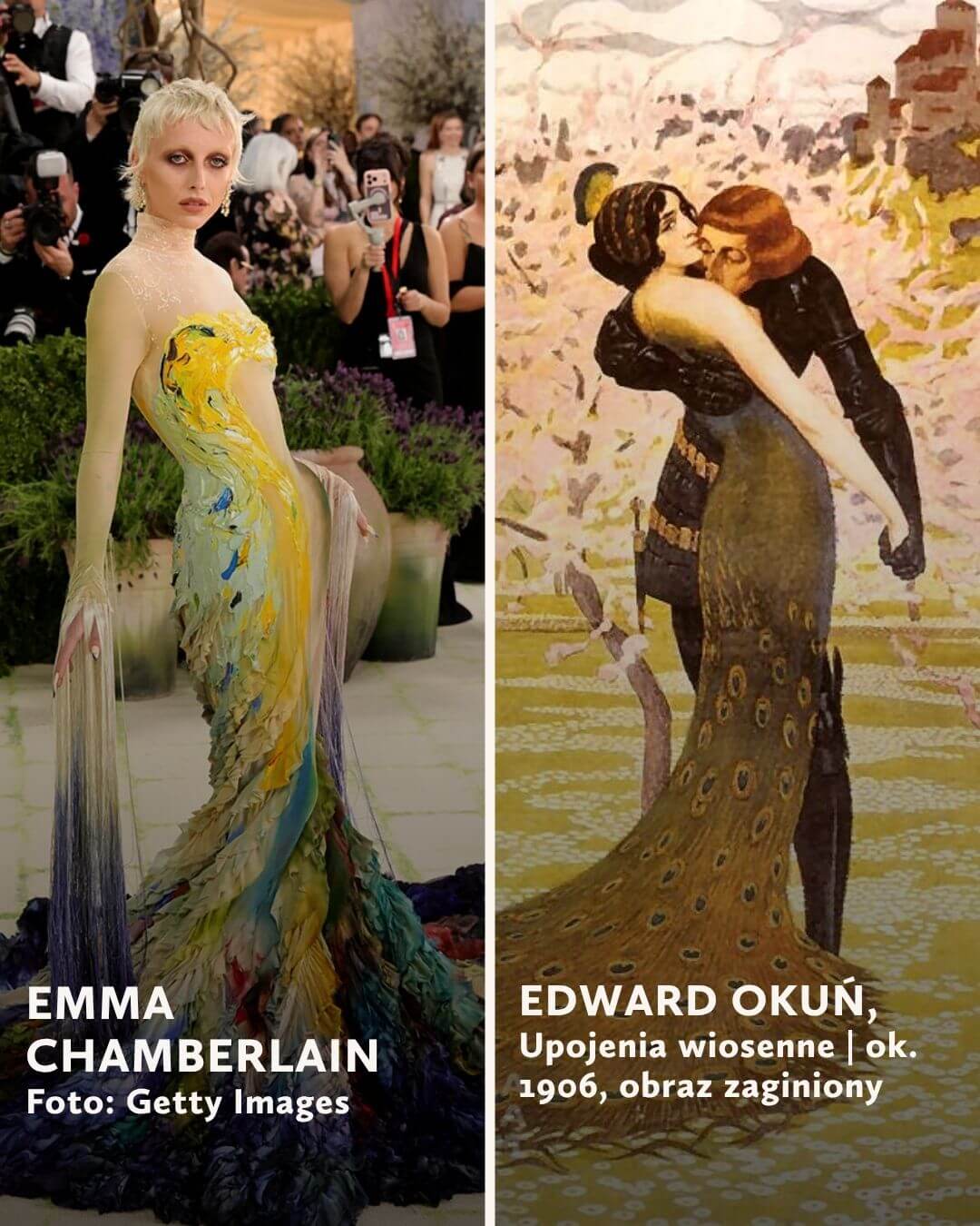 Emma Chamberlain, Edward Okuń, MEt Gala 2026, stroje inspirowane sztuką, niezła sztuka