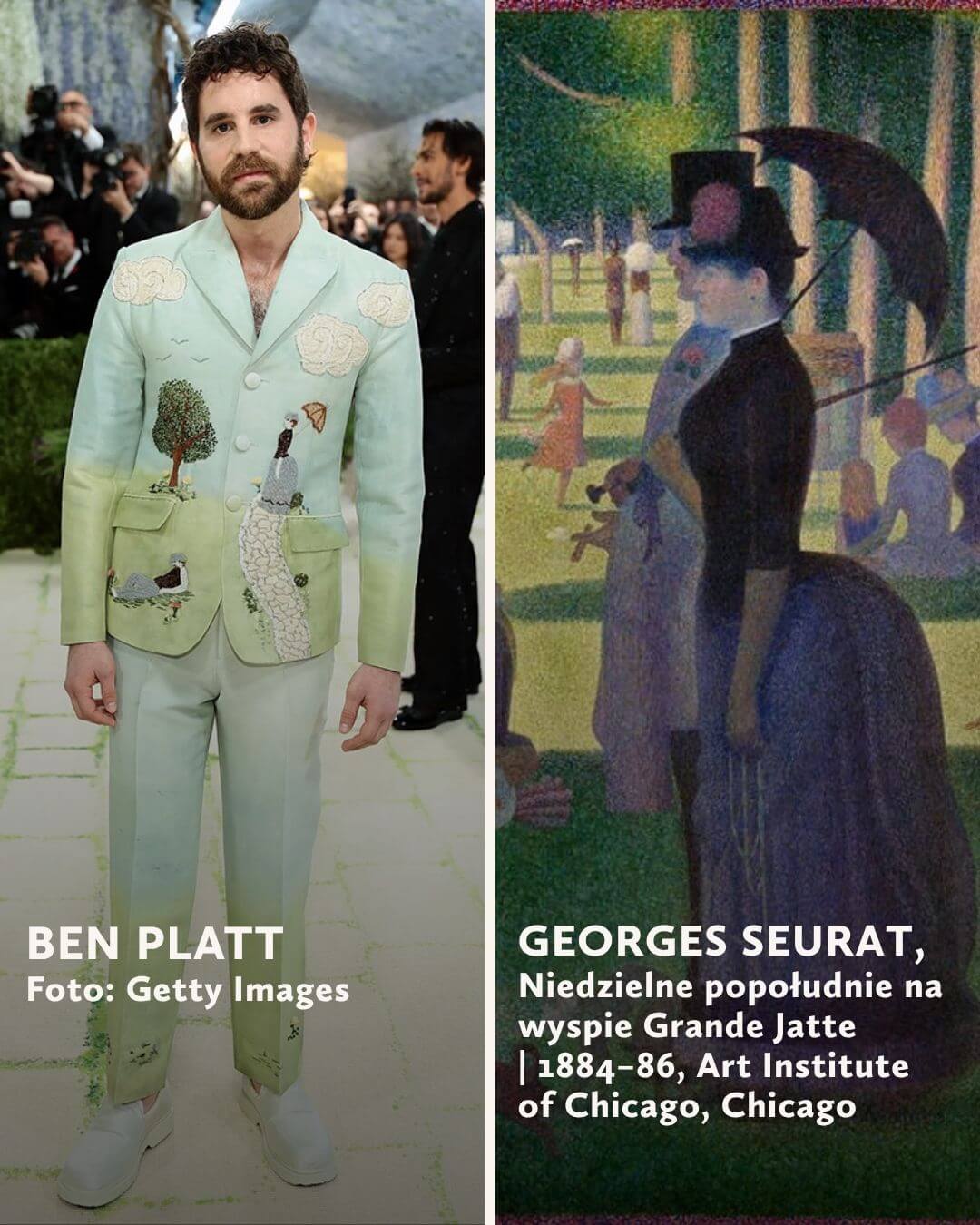 Ben Platt, George Seurat, MET Gala 2026, stroje inspirowane sztuką, niezła sztuka