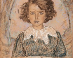 Stanisław Ignacy Witkiewicz (Witkacy), Portret sześcioletniej Bożeny Steinborn, pastel, papier, portret dziecięcy, sztuka polska, portret młodej kobiety, niezła sztuka