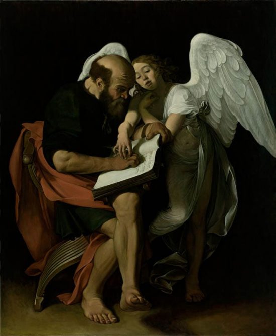 Antero Kahila, rekonstrukcja obrazu, Caravaggio, Michelangelo Merisi, Mateusz Ewangelista, malarstwo religijne, barok, Niezła Sztuka Inspiracja świętego Mateusza, malarstwo religijne, barok, Niezła Sztuka