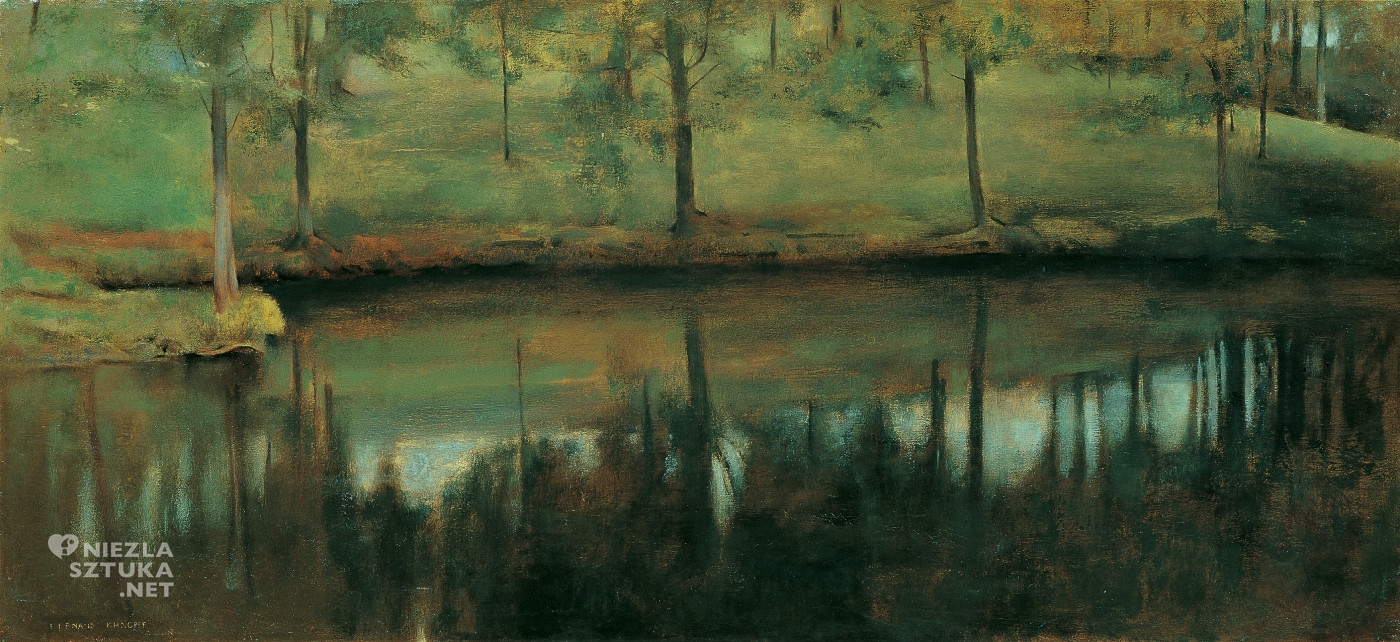 Fernand Khnopff, Niezmącone wody, sztuka belgijska, pejzaż, niezła sztuka