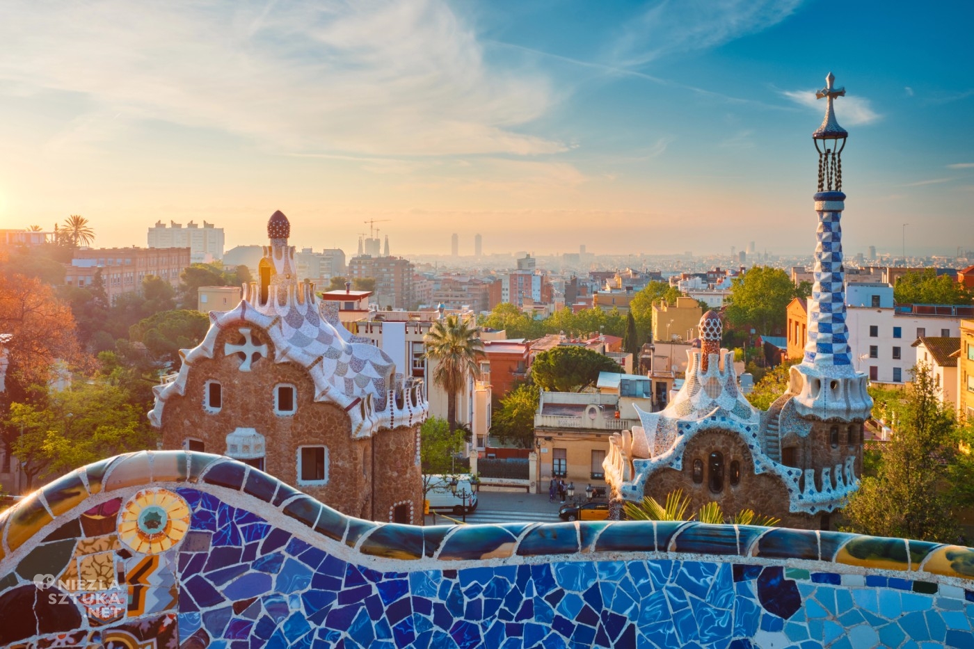 Park Güell, Antoni Gaudí, Antonio Gaudi, architektura, secesja, Art Nouveau, Barcelona, sztuka hiszpańska, sztuka katalońska, niezła sztuka