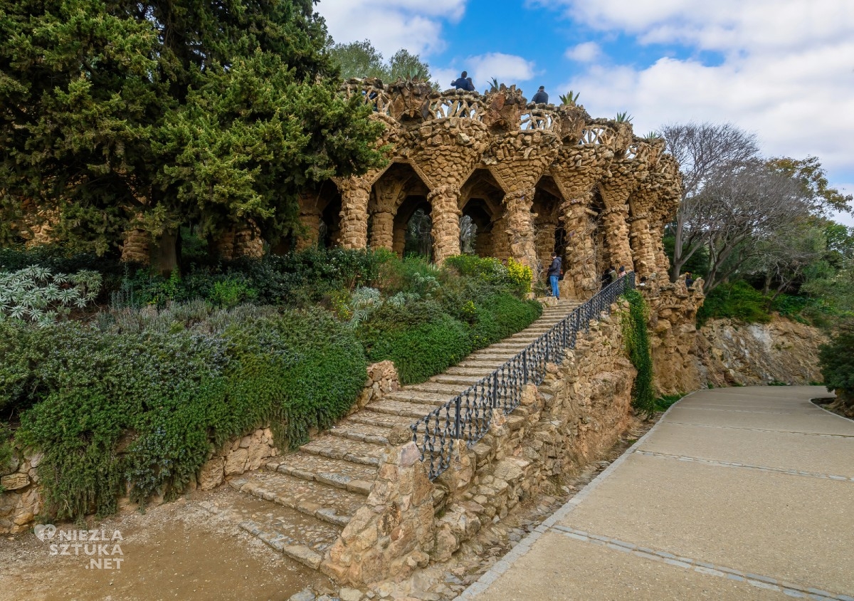 Park Güell, Antoni Gaudí, Antonio Gaudi, architektura, secesja, Art Nouveau, Barcelona, sztuka hiszpańska, sztuka katalońska, niezła sztuka