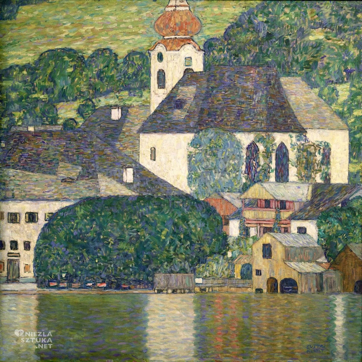 Gustav Klimt, Kościół w Unterach, Attersee, pejzaż, secesja, sztuka austriacka, Niezła Sztuka