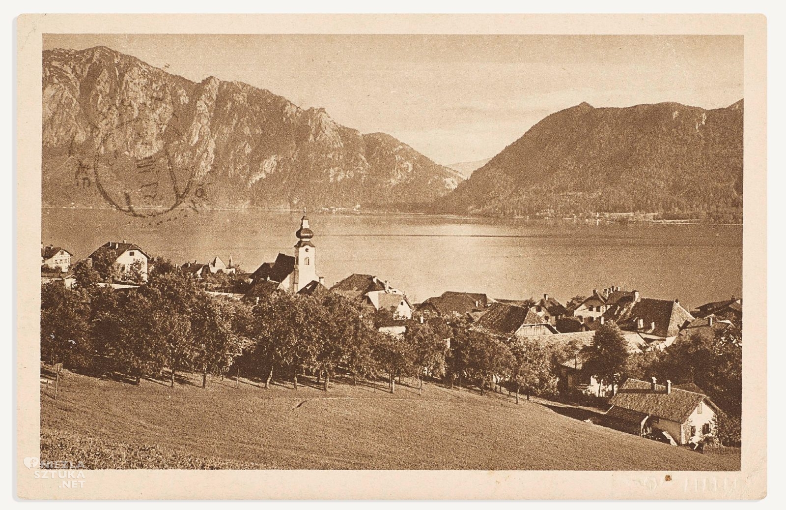 Pocztówka Gustava Klimta do Juliusa Zimpela, Salzkammergut nad Attersee, Attersee, archiwum, secesja, sztuka austriacka, Niezła Sztuka