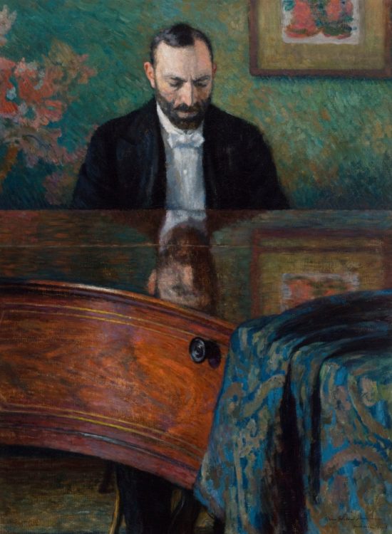 Józef Pankiewicz, Feliks Jasieński, Portret Feliksa Jasieńskiego przy fortepianie, sztuka polska, Niezła sztuka