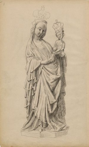 Stanisław Wyspiański, Madonna z Krużlowej, szkic, rysunek, Matka Boska z Dzieciątkiem, z kościoła w Krużlowej Wyżnej, niezła sztuka