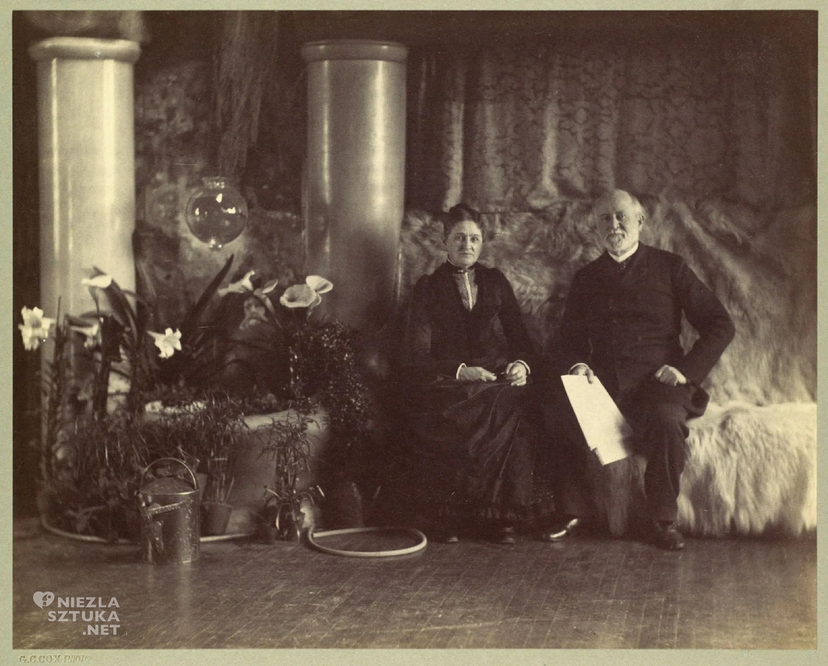 Charles Lewis Tiffany z żoną Harriet Tiffany, fotografia, Louis Comfort Tiffany, Niezła Sztuka