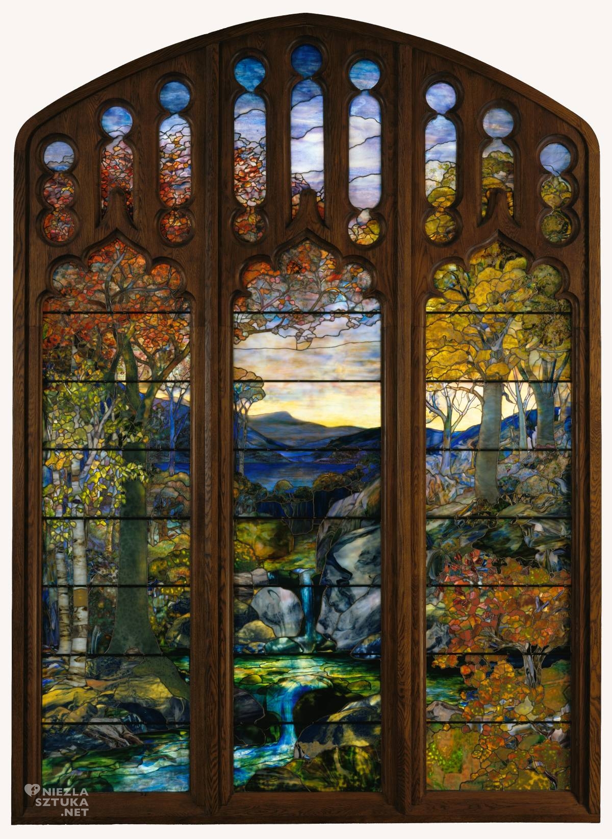 Jesienny krajobraz, Louis Comfort Tiffany, Witraż, Niezła Sztuka